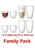Bodum PAVINA Double Walled Thermo Glasses - Pack of 8 (4x 450ml and 4x 250ml)