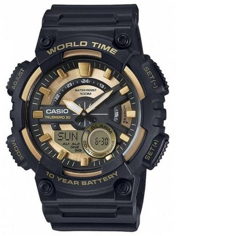 Casio AEQ-110BW-9AV Mens Black 100M World Time Digital/ Analog Sports Watch New