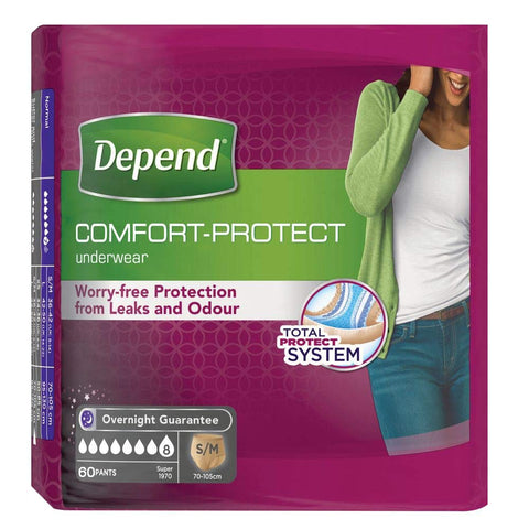 Depend Comfort-Protect Overnight Guarantee Absorbent Underwear For Women - Super S/M 60 Pants