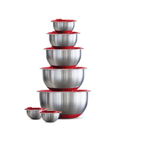 Tramontina 14-Piece Covered Stainless-Steel Mixing Bowl Set - Red