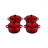 Le Creuset Set of 4 Stoneware Cocottes 22 oz 22 Ounce Red