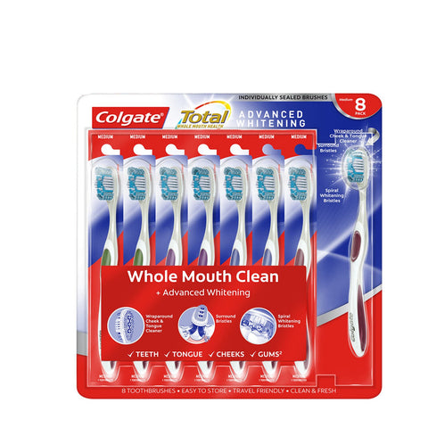 Colgate Total Advanced Whitening Toothbrush - Medium (Pack of 8)