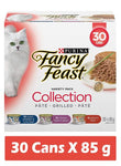 PURINA 30 Cans Fancy Feast Wet Cat Food, Collection of 3 Variety Flavours 30 X 85g