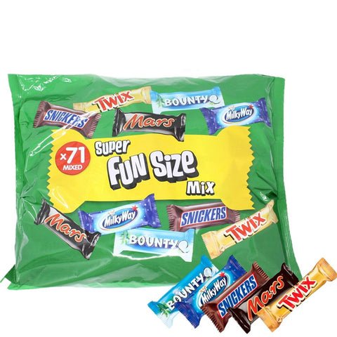 Super Fun Size Mix (Mars, Snickers, Twix, Bounty, Milkyway) Large Bag - 71 Pcs