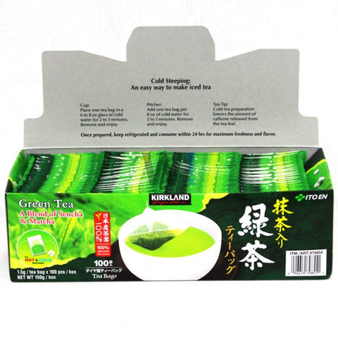 Kirkland Signature Ito En Matcha Blend (Green Tea), 100% Japanese Green Tea Leaves, 100 Tea Bags - shopperskartuae