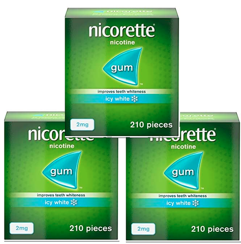 Nicorette Icy White Chewing Gum, 2 mg, 210 Pieces (Quit Smoking & Stop Smoking Aid)