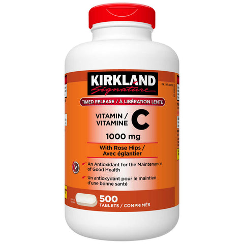 Kirkland Signature Timed Release Vitamin C 1000mg with Rosehips 500 Tablets