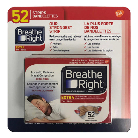 Breathe Right Extra Nasal Strip, 52 Strips (Tan)