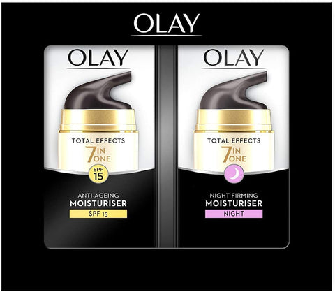 Olay Total Effects Anti-Ageing 7-in-1 Giftset - Day Moisturiser (37ml), Night Firming Moisturiser (37ml). - shopperskartuae