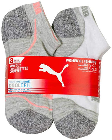 PUMA Women's Low Cut Ankle Length Socks (Pack of 8) - Cool Cell Moisture Control. - shopperskartuae