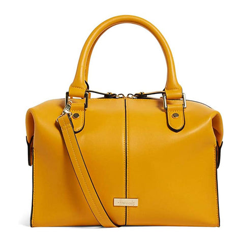 Harrods Greenwich Yellow Barrel & Cross Body Handbag. - shopperskartuae