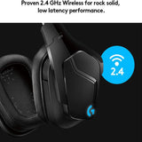 Logitech G935 Wireless Gaming Headset, 7.1 Surround Sound, DTS Headphone:X 2.0, 50mm Pro-G Drivers, 2.4 GHz, Flip-to-Mute Mic, Lightsync RGB, G-Keys, PC/Mac/Xbox One/PS4/Nintendo Switch - Black/Blue - shopperskartuae