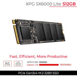 XPG SX6000 Lite 512GB PCIe 3D NAND PCIe Gen3x4 M.2 2280 NVMe 1.3 R/W up to 1800/1200MB/s SSD (ASX6000LNP-512GT-C) - shopperskartuae