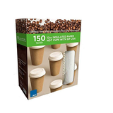 Disposable Kraft Paper Cups for Hot and Cold Drinks,150ps X 12oz/340ml