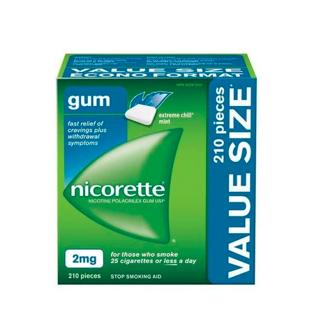 Nicorette Gum, Extreme Chill Mint, 2 mg, 210 Count Value Pack Nicotine Gum - shopperskartuae