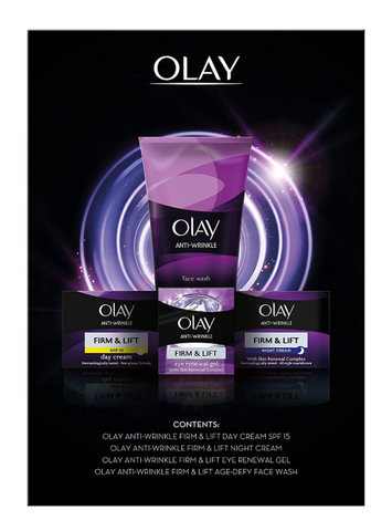 Olay Anti-Wrinkle Firm and Lift Giftset, Day Cream SPF15 50 ml, Night Cream 50 ml, Eye Renewal Gel 15 ml, Face wash 150 ml - shopperskartuae