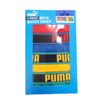 Puma Boy's Boxer Brief-Colors: Red/Blue/Yellow/Green- Pack of 4