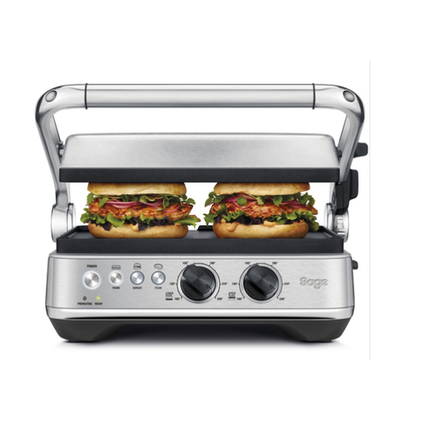 Sage SGR700BSS the BBQ & Press Grill (Brushed Stainless Steel) - One Touch Perfect, Burger and Steak