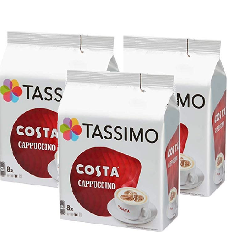 Tassimo Costa Cappuccino Coffee 16 Discs, 8 servings,(3 Pack)